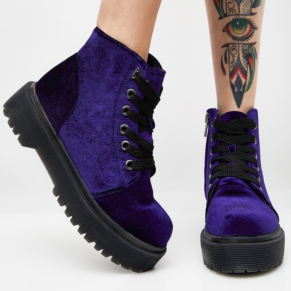 Y.R.U. Purple Velvet Slayr Boots